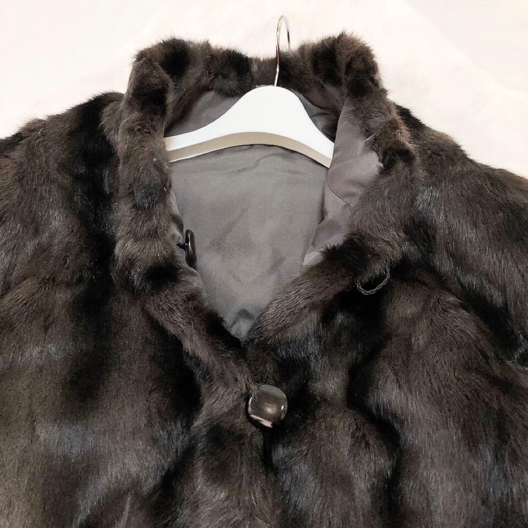 リバーシブルリスファーコート　リアルファー　毛皮　2way　グレー