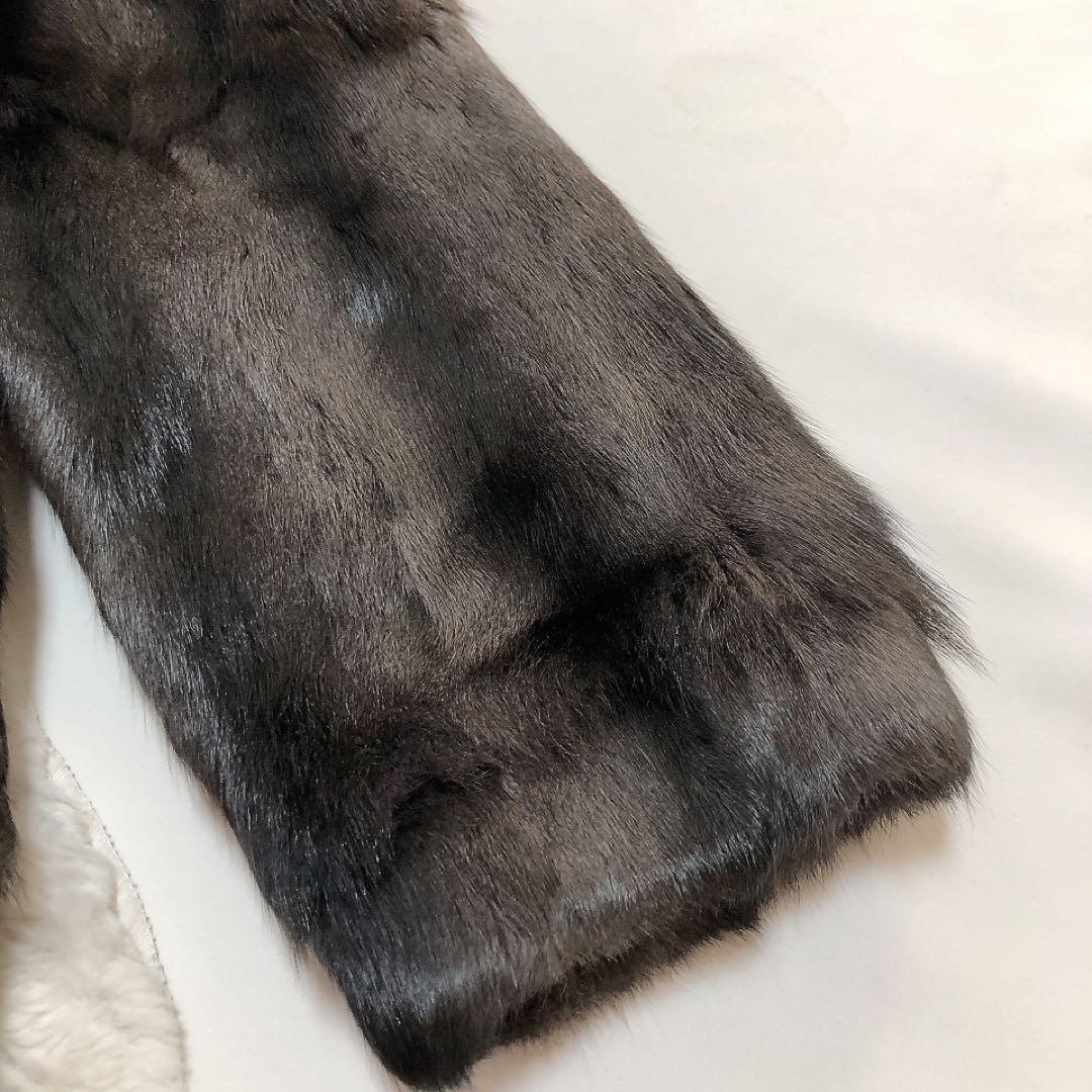 リバーシブルリスファーコート　リアルファー　毛皮　2way　グレー