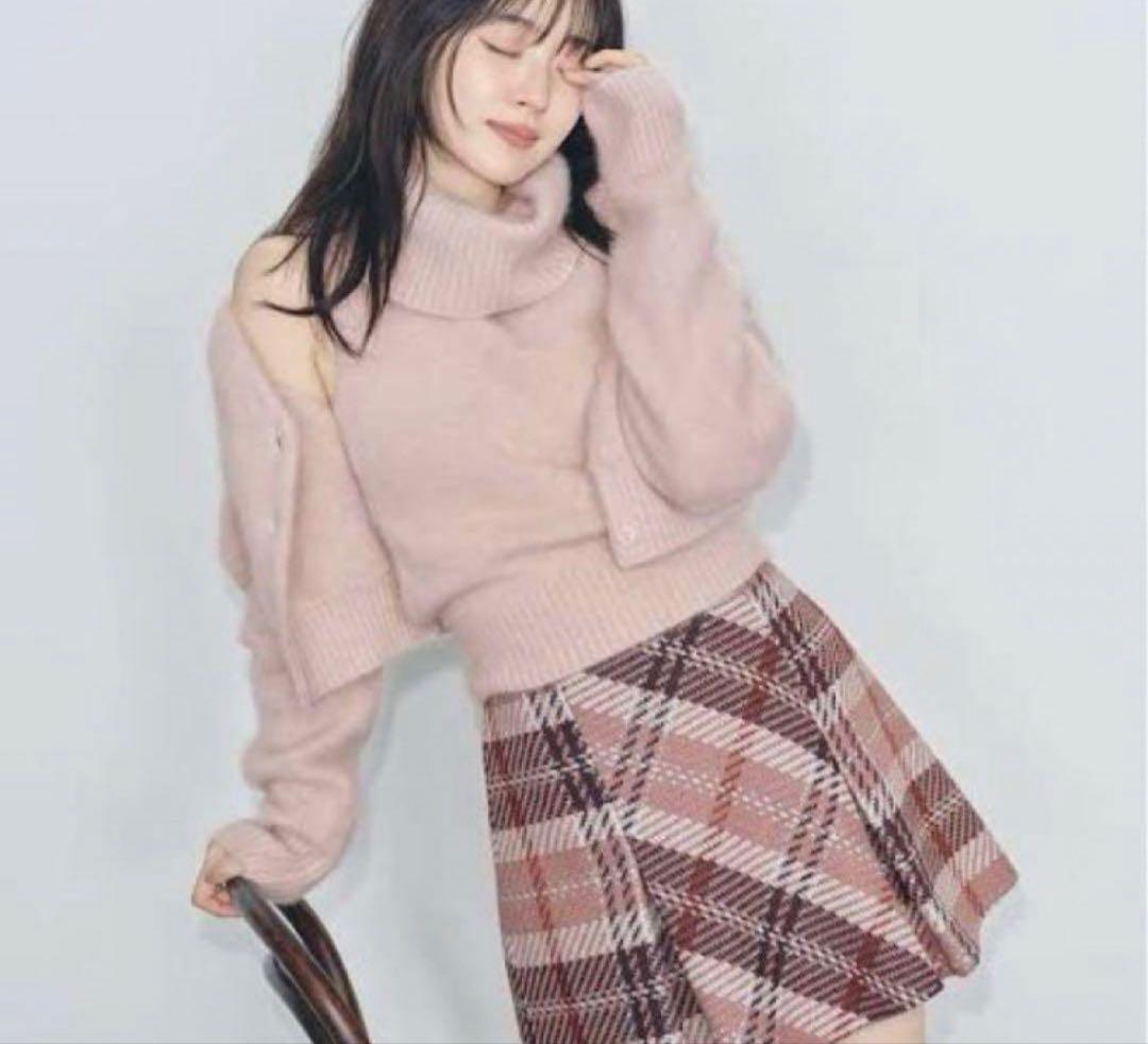 snidel スナイデル ロービングチェックミニスカート ピンク