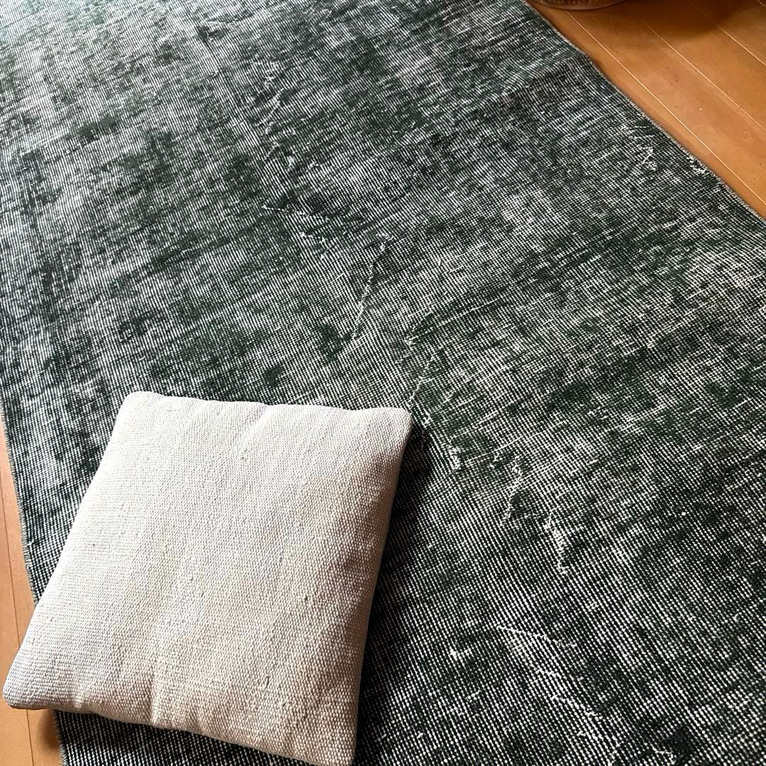 94.5×206ビリジアングリーン　ワンカラー　貴重トルコヴィンテージラグ