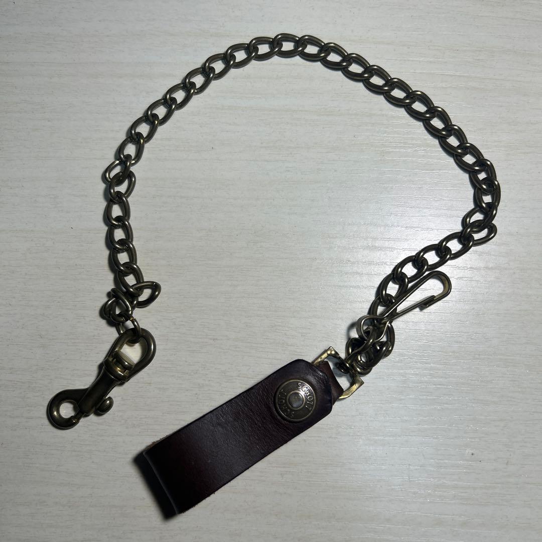 Schott ショット ウォレットチェーン 本革　ゴールド アメカジ バイカー