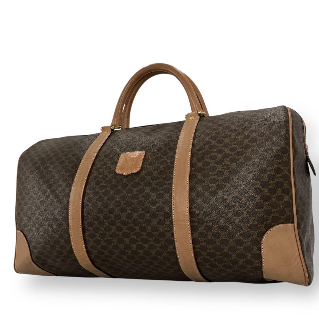 y2k 00s オールド　セリーヌ　ボストンバッグ　マカダム柄　ブラウン　PVC