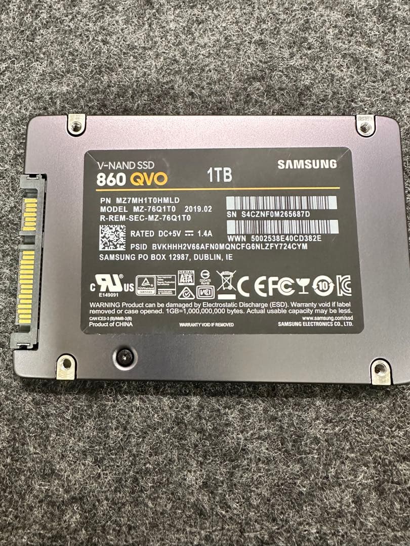 【中古】Samsung 860 QVO 1TB SSD