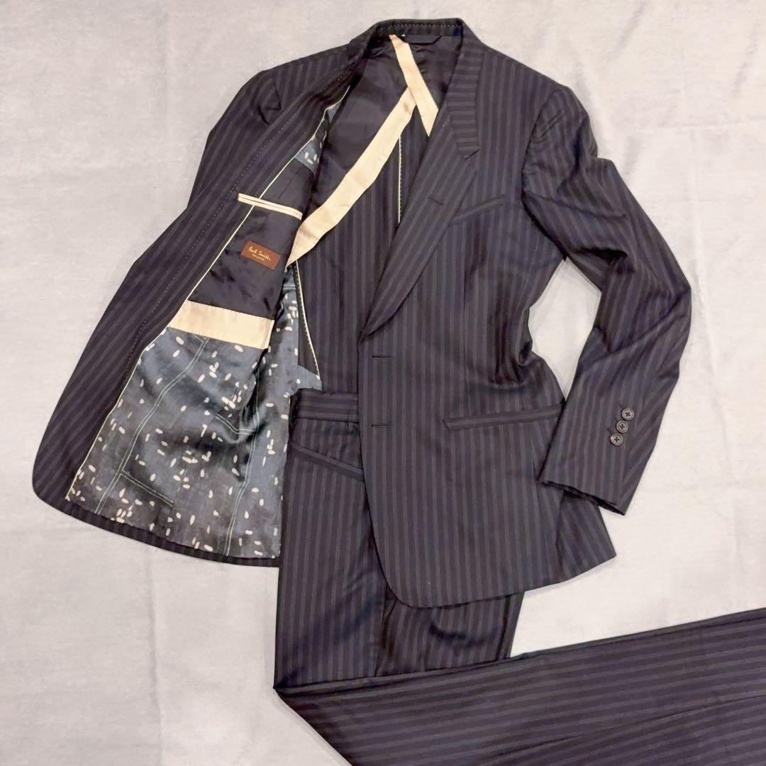 最高級 super160s Paul Smith ストライプ ビジネススーツ M