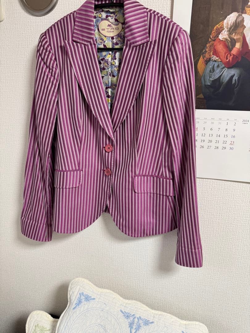 ETRO テーラードジャケット 紫と白のストライプ
