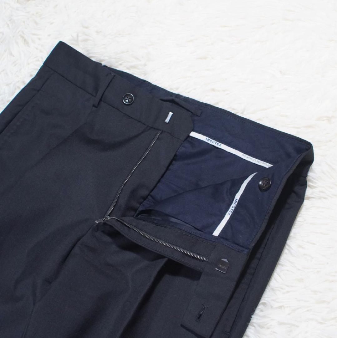 SUPER 100'S《インコテックス》スラックス(44)黒 ルーマニア