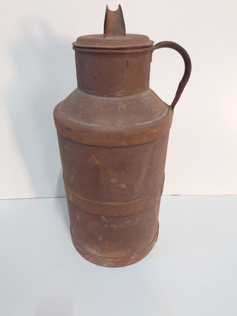 ビンテージミルク缶 金属製 ブラウン