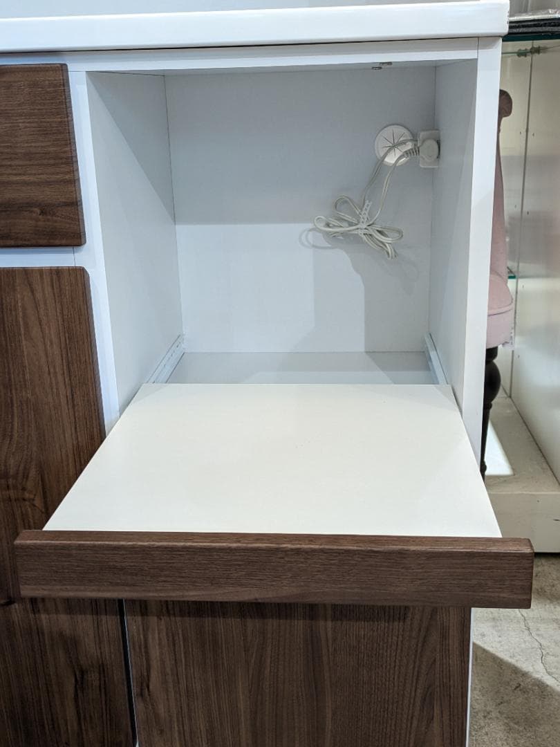 【大容量】 近藤産業 食器棚 ホワイト 幅120㎝ キッチンボード レンジボード