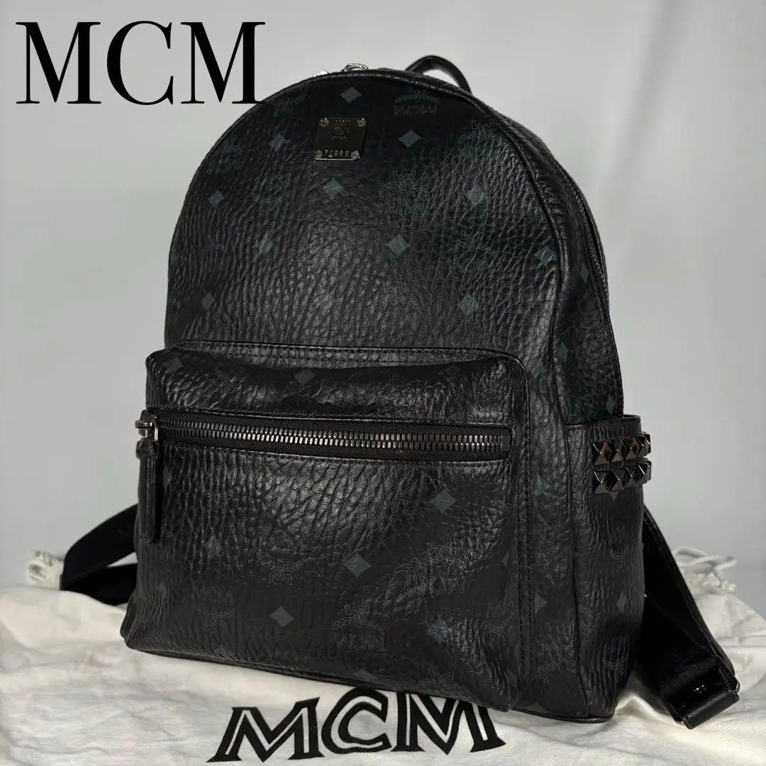 MCM ヴィセトス　リュック バックパック　黒　レザー　スタッズ