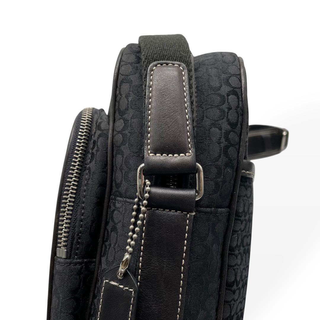極美品　COACH コーチ　ショルダーバッグ　ミニシグネチャー　男女兼用　黒