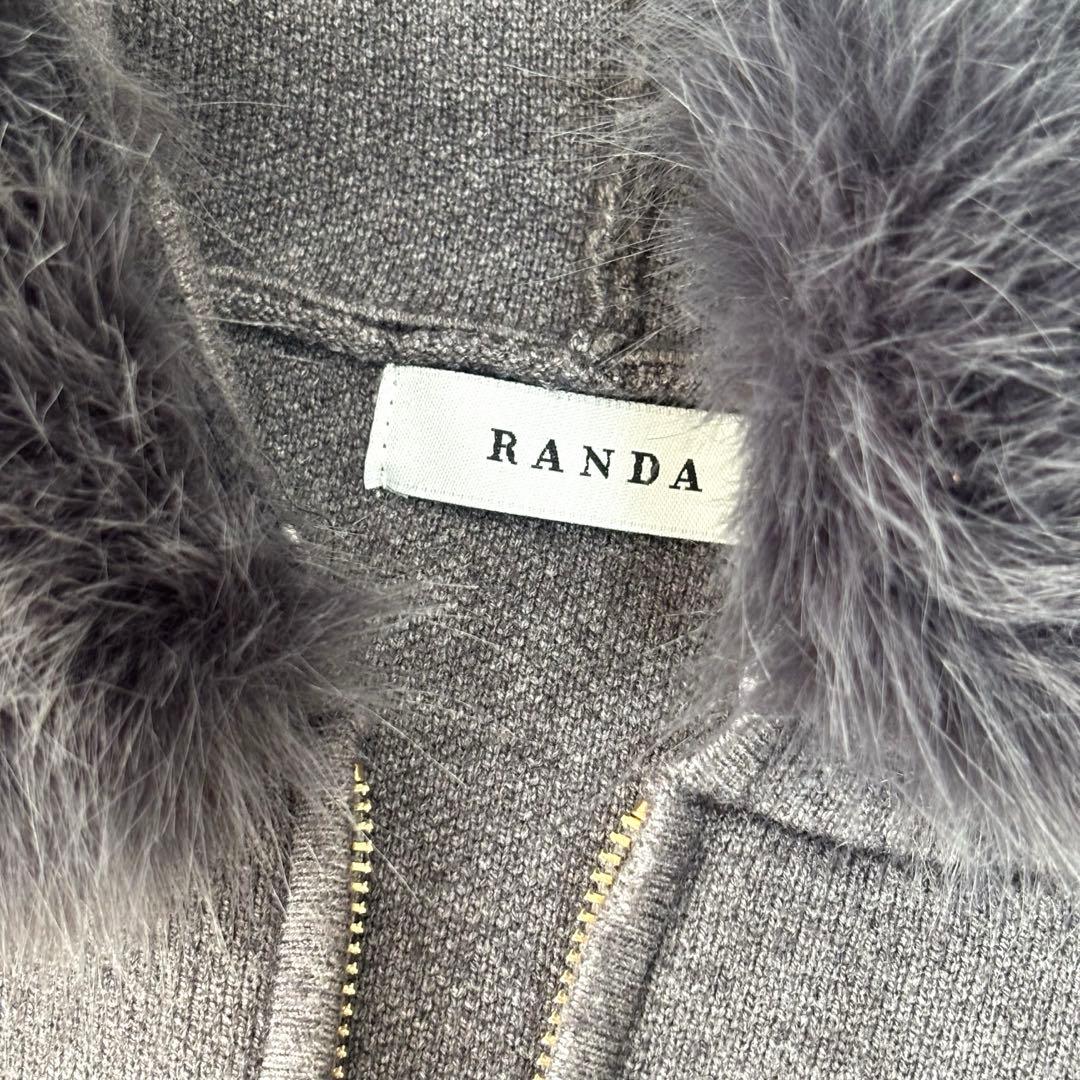 RANDA ランダ 2WAYフェイクファーニットパーカー グレー