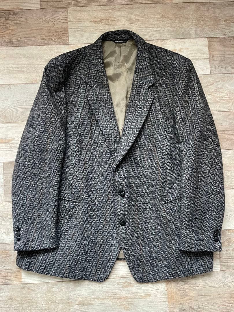 大きい　ハリスツイード　MOORES胡桃釦ヘリンボーンジャケット 52 カナダ製