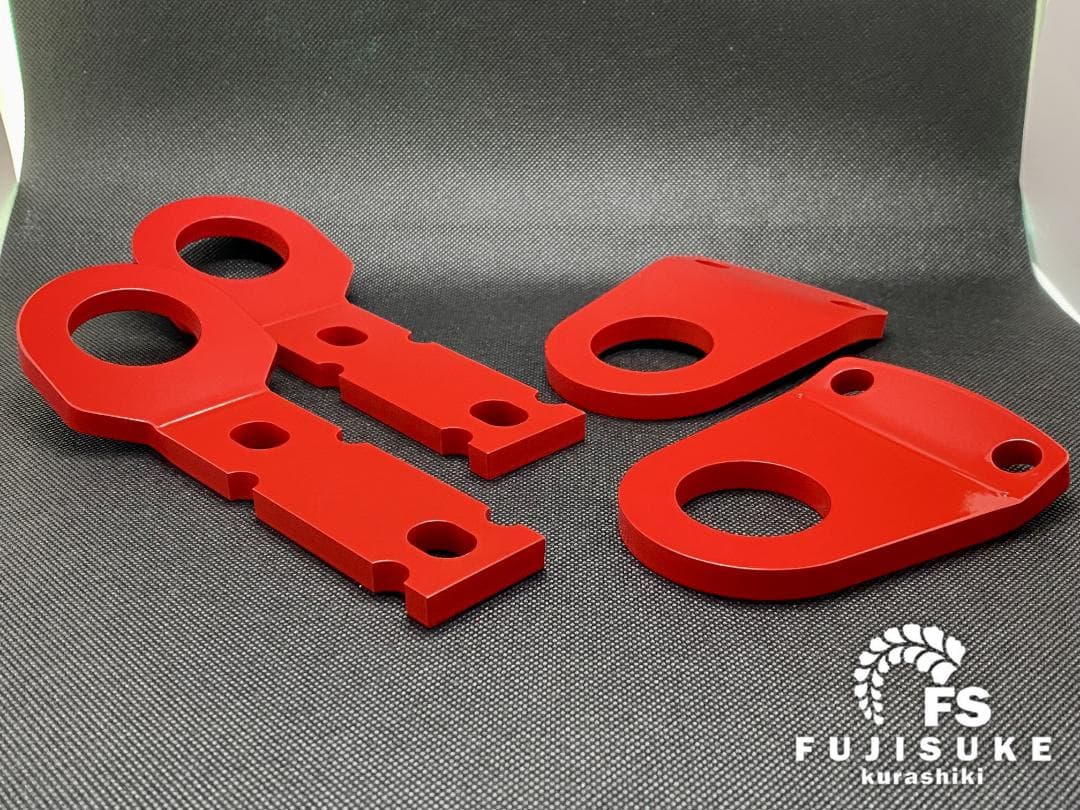 ★ジムニー牽引フック★JB23用　9mm 赤色塗装品　前後４枚セット　送料無料！