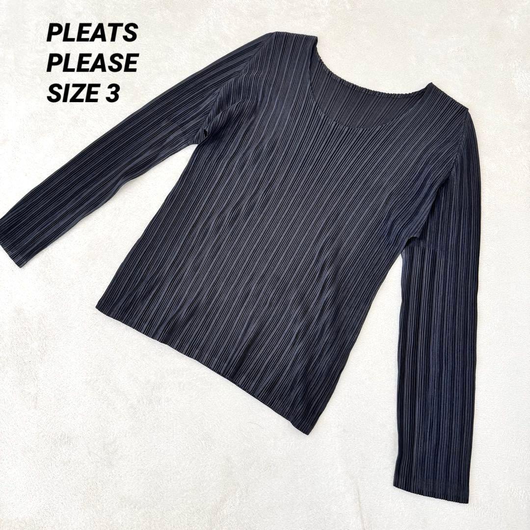 極美品✨PLEATS PLEASE ブラック　プリーツ　長袖　Lサイズ