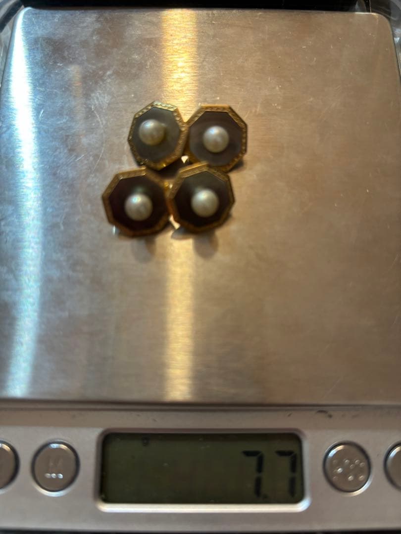 アンティーク ミキモト カブスボタン K14 YG パール シェル