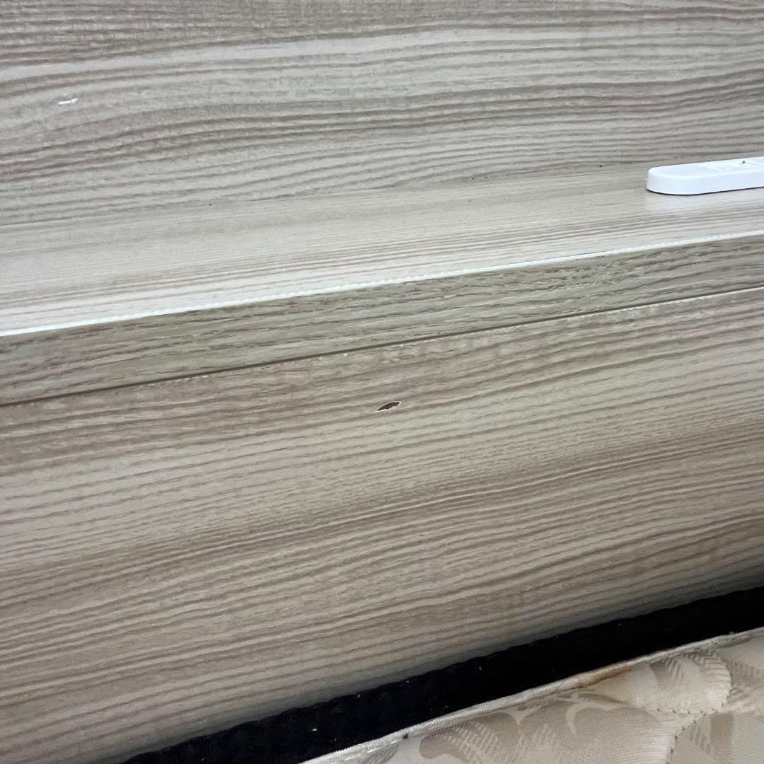 アッシュホワイト ダブルベッドフレーム 収納付き