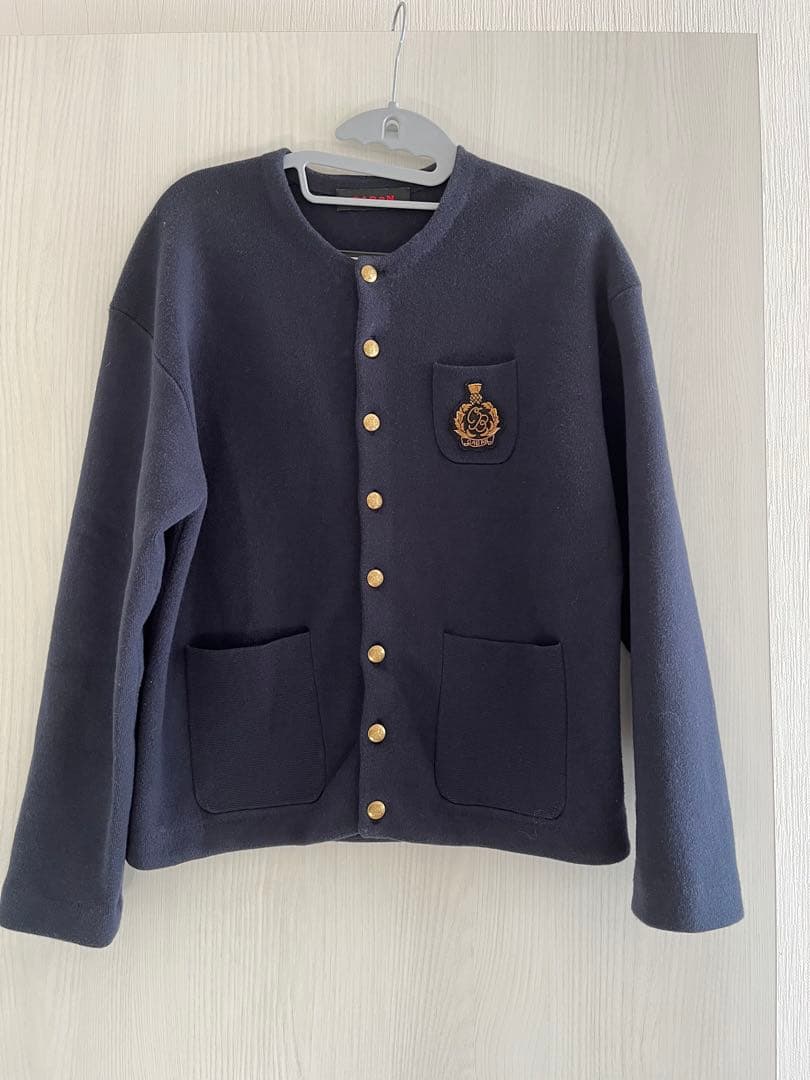 CABaNキャバン コットンカシミヤ エンブレムクルーネックカーディガン