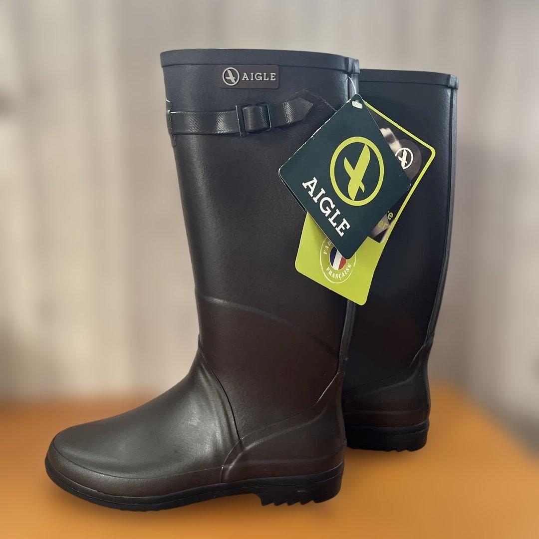 エーグル　AIGLE ダークブラウンレインブーツ 39 24.5cm 未使用品