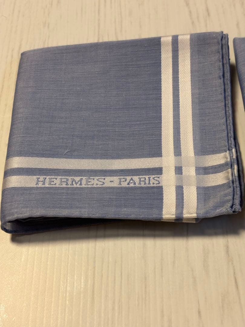 HERMES エルメス　ハンカチーフ 《エルメス・パリ》ブルー　未使用２枚