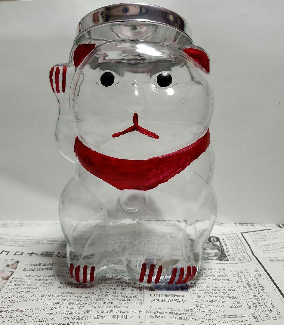 cross1278!　昭和レトロ　猫ビン　ガラス製　美品