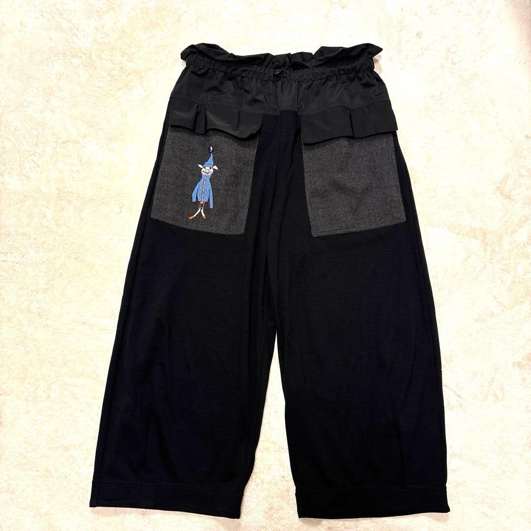 激レア⭐️美品　OLLEBOREBLA 刺繍　クロップドパンツ　ドローコード