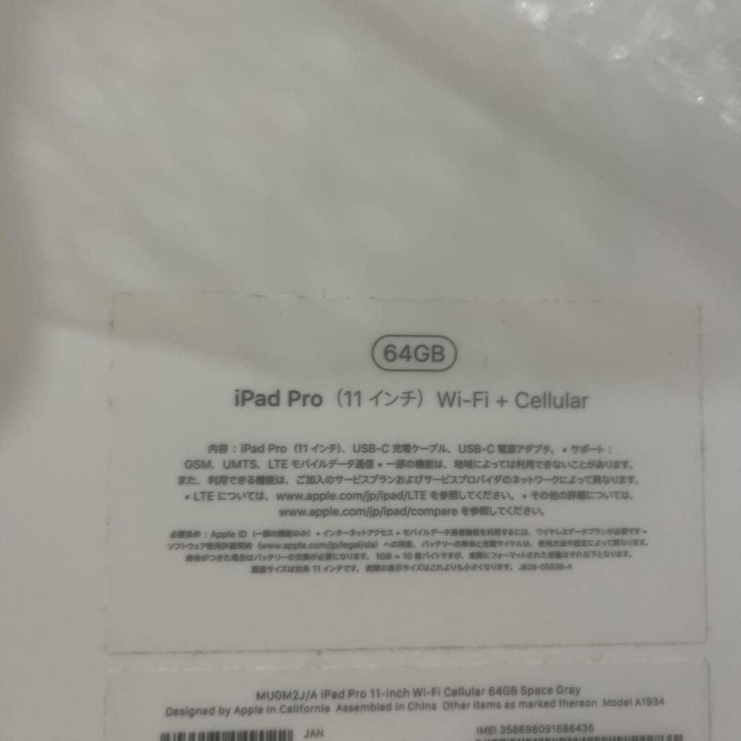 Apple iPad Pro 11インチ　水没　ジャンク　スペースグレー 本体