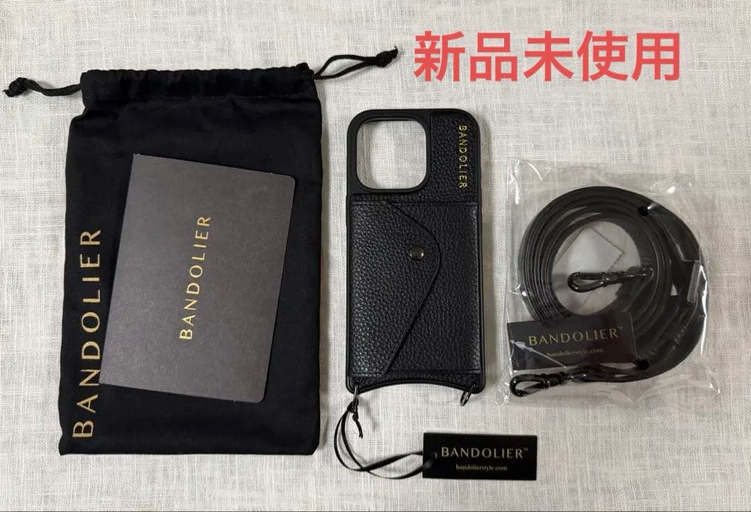 【新品】BANDOLIER iPhone 16 Pro用ブラック ストラップ付