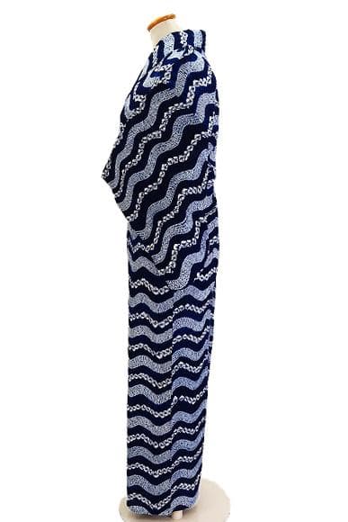★専用★美品 浴衣 有松絞り バチ衿 紺 波線 身丈159cm お洒落 夏 伝統