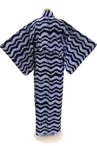 ★専用★美品 浴衣 有松絞り バチ衿 紺 波線 身丈159cm お洒落 夏 伝統