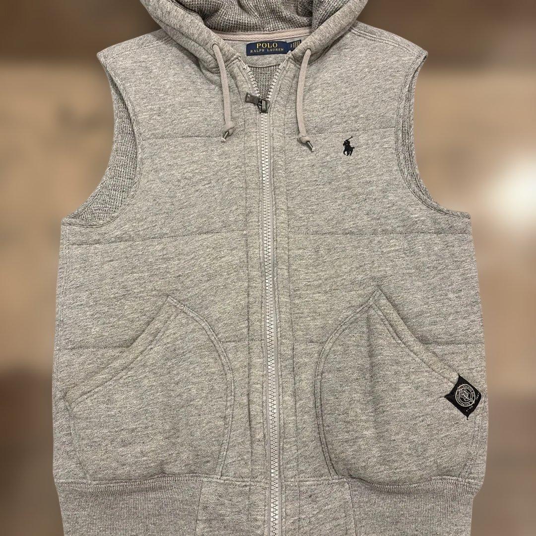 e*n様 ポロラルフローレン／フード付き中綿ベスト ポニー刺繍 グレー 男女兼用