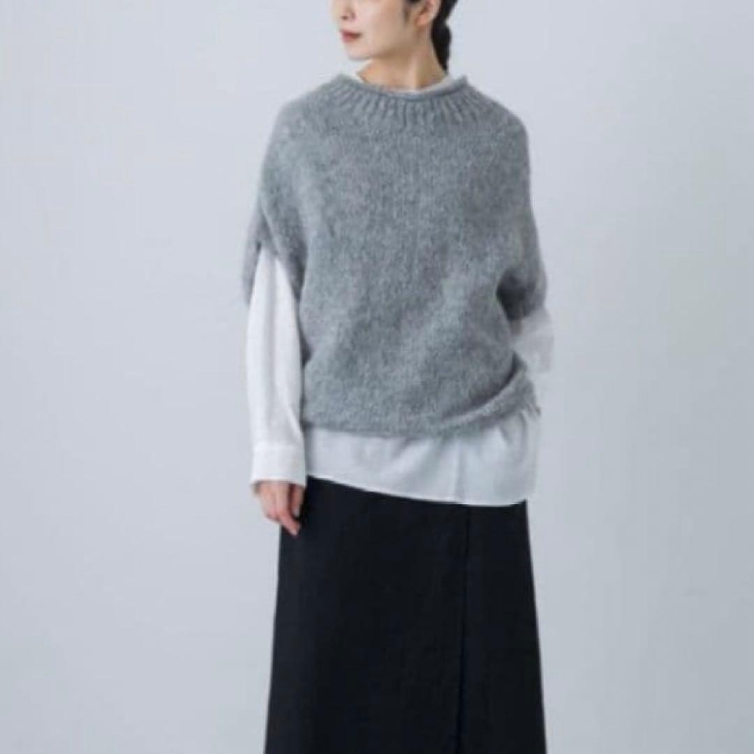 美品 かぐれ 24AW アルパカルーズベスト ゆったり ふわふわ グレー