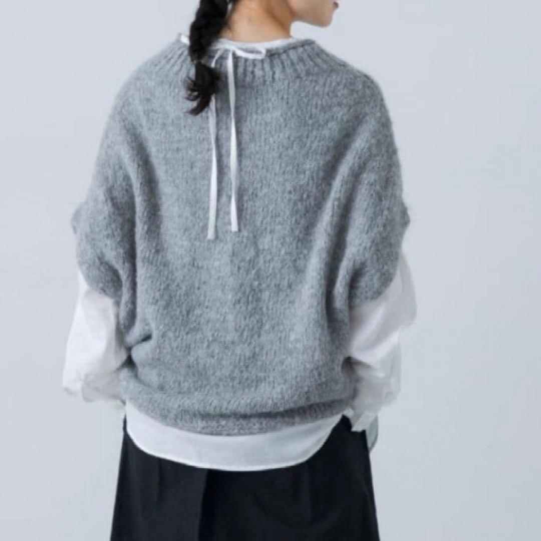 美品 かぐれ 24AW アルパカルーズベスト ゆったり ふわふわ グレー