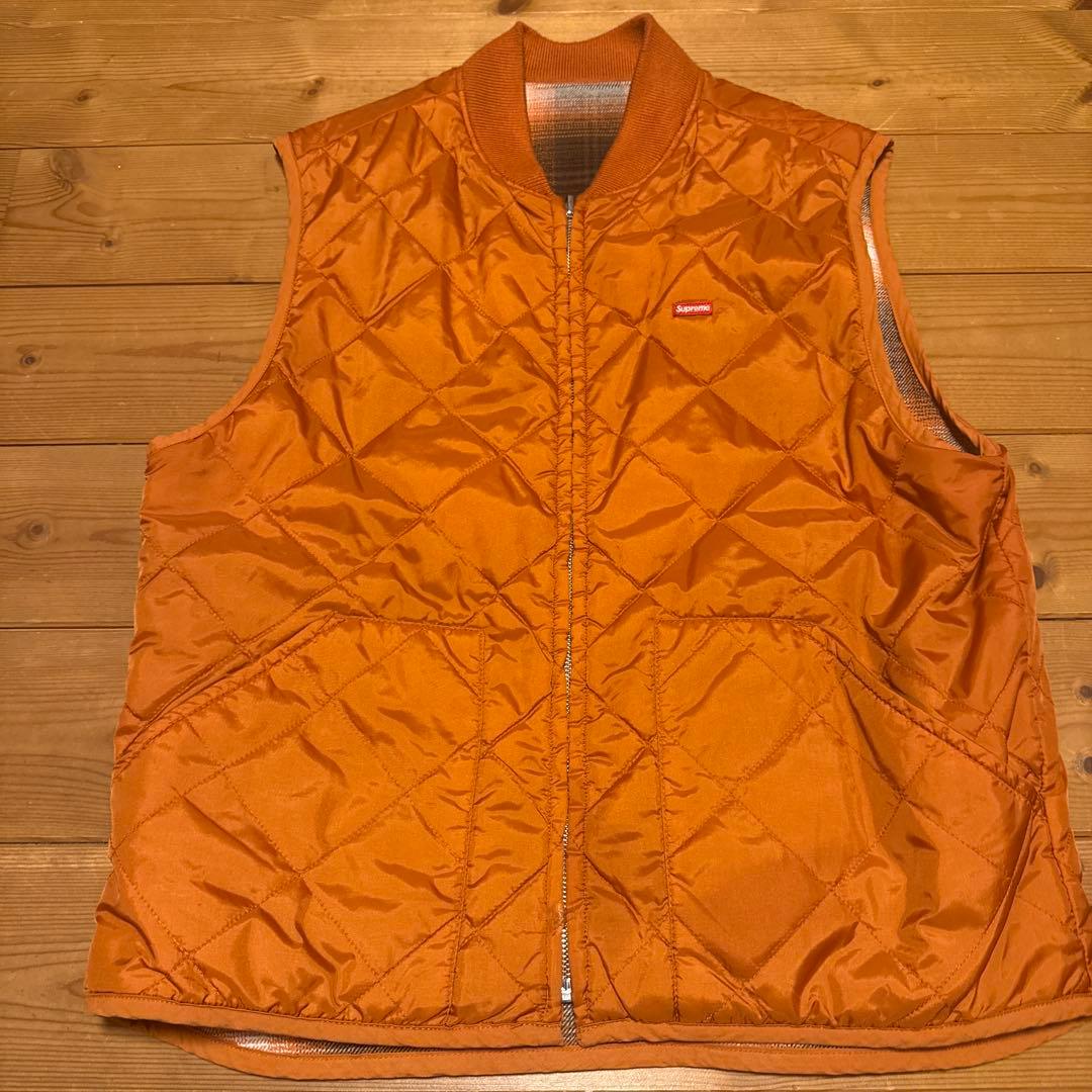 Supreme キルティングベスト Mサイズ オレンジ