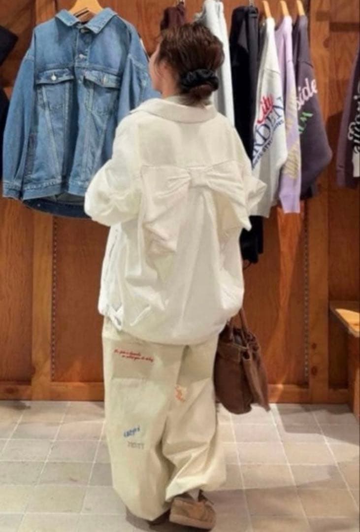 ビッグリボンデニムジャケット ロデオクラウンズ ホワイト