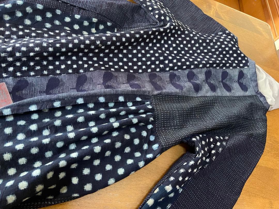 古布リメイク　パッチワークワンピース　雪ん子　書生絣　絵絣　ハンドメイドf