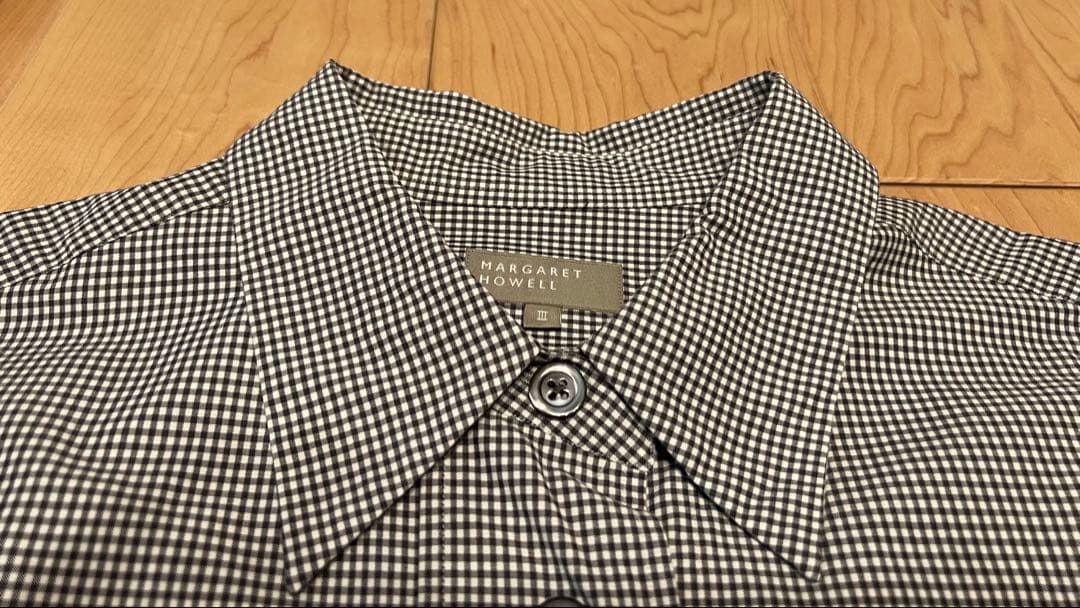 【美品】MARGARET HOWELL ギンガムチェックコットンシャツ　Lサイズ