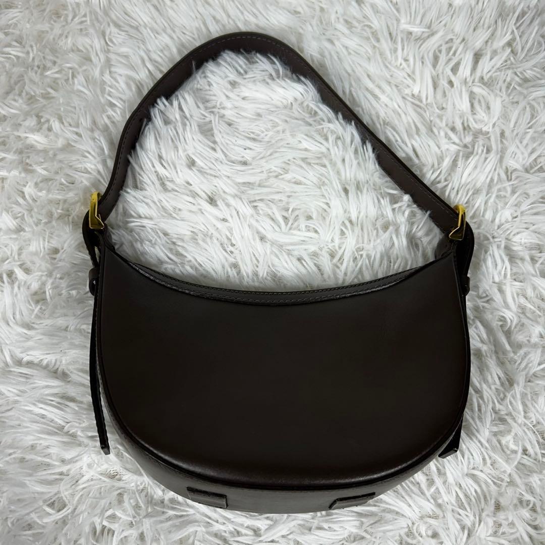 極美品✨クリスチャンヴィラ　ラウンドショルダーバッグ ハーフムーン ブラウン