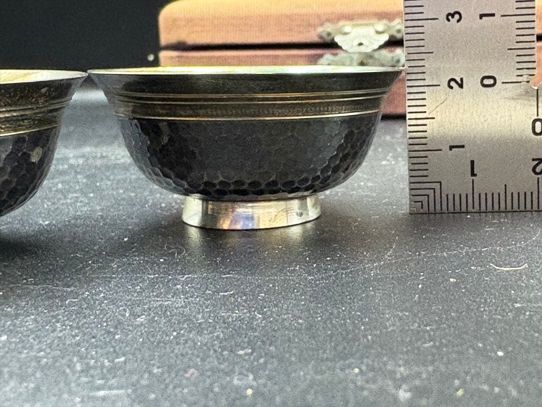 三越 純銀 銀杯 鎚目 酒盃 猪口