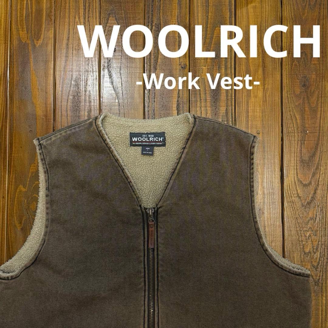 【WOOLRICH ウールリッチ】裏ボア コットンワークベスト Lサイズ