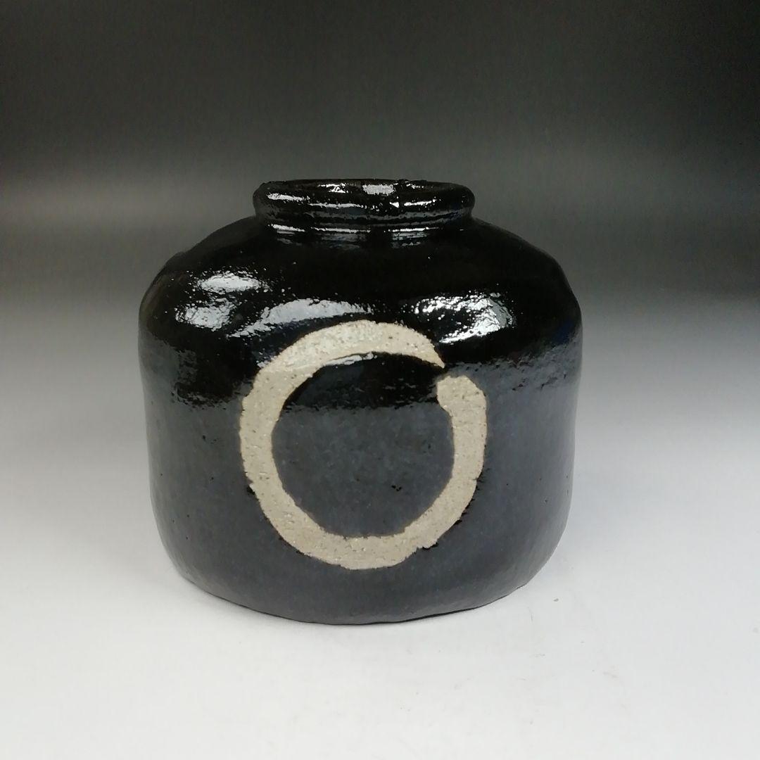 Ｔ７２８　茶碗　『黒楽茶碗』『佐々木松楽 造』『前大徳寺 福本積應 書付』　共箱