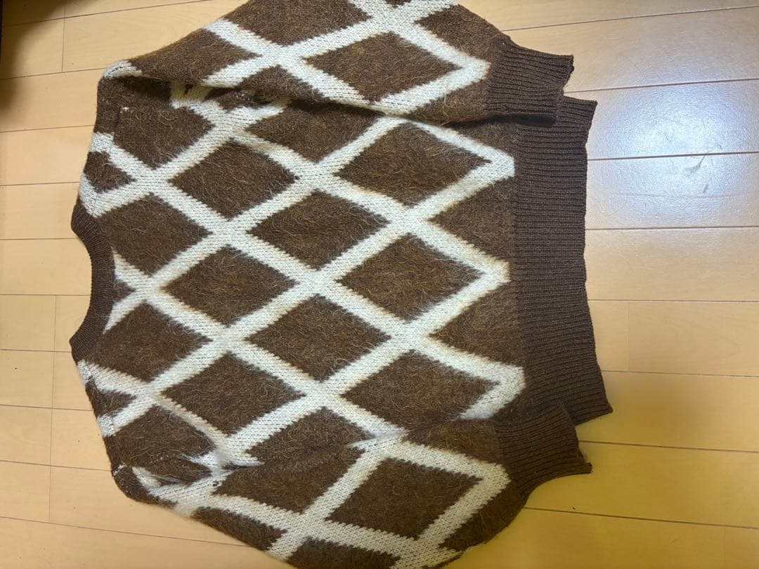 ヤ*ナ様 60s 70s モヘアニット モヘア Vネック アーガイルmohair