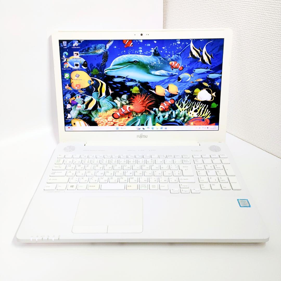 Corei7✨️Windows11 富士通 オフィス付き白ノートパソコン DVD