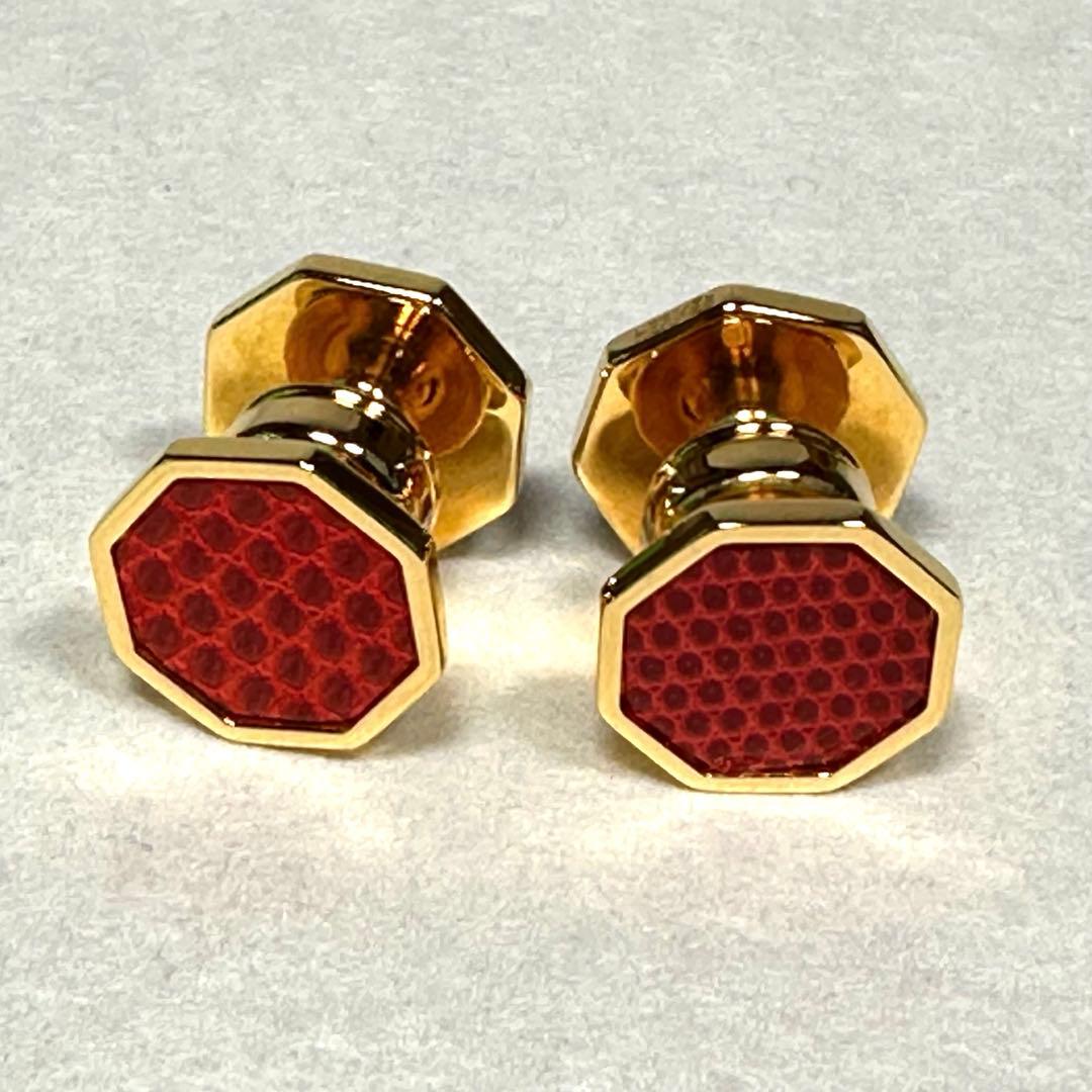 HERMES カフリンクス （カフスボタン）レザー オクタゴン