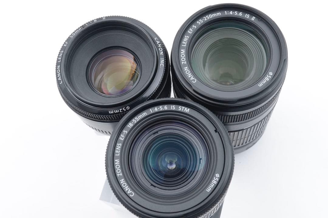 美品/canon kiss x10i/標準&望遠&単焦点トリプルレンズセット