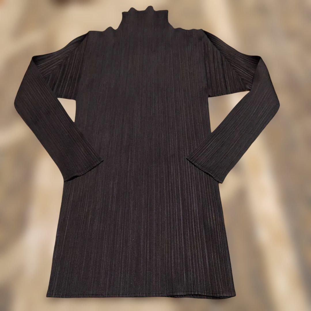 プリーツプリーズ　ブラック　ハイネック　イッセイミヤケ