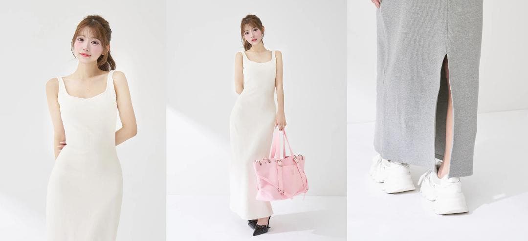 ダーリッチ darich シェイプリブカットロングワンピース ホワイト FREE