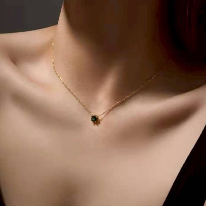 X822 ネックレス レディース ゴールド k18 S925 エメラルド