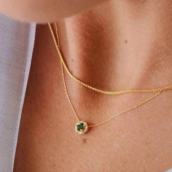 X822 ネックレス レディース ゴールド k18 S925 エメラルド