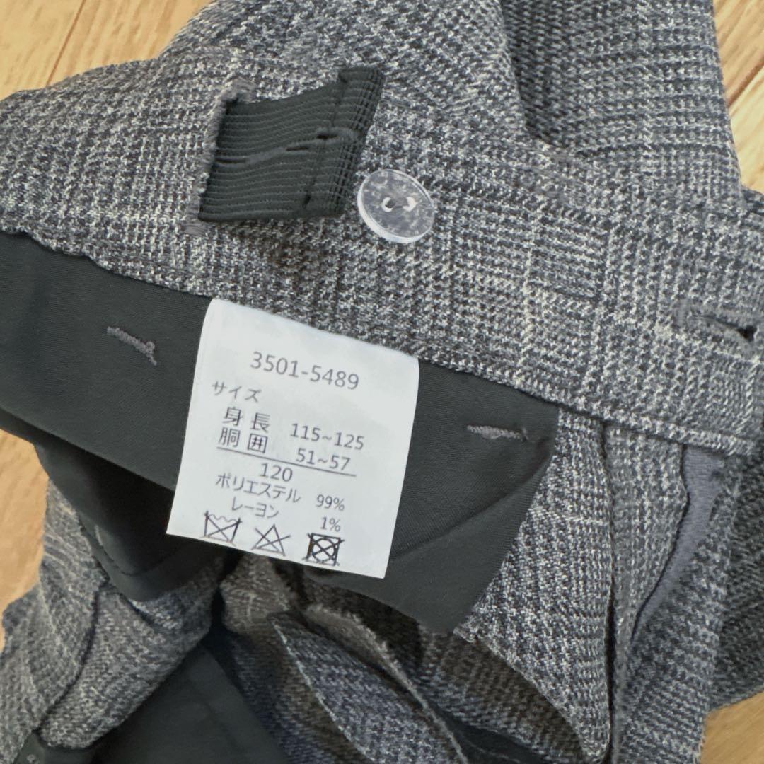 キッズスーツ 120 男の子 入学 卒園 グレー チェック 4点set