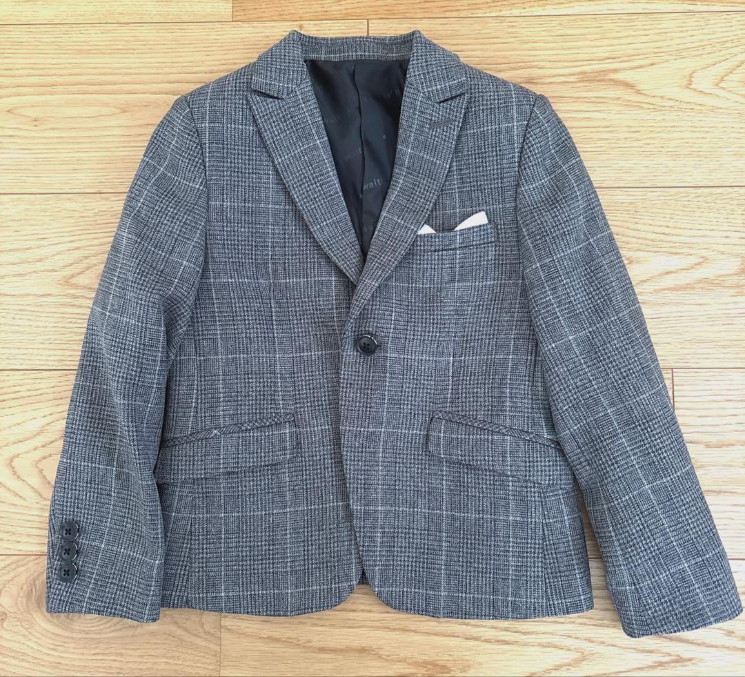 キッズスーツ 120 男の子 入学 卒園 グレー チェック 4点set